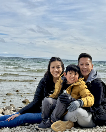 Tina Chen with her husband and child